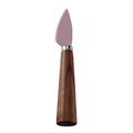 Pointed Hard Cheese Knife with Pink Coated Blade & Walnut Tapered Handle
