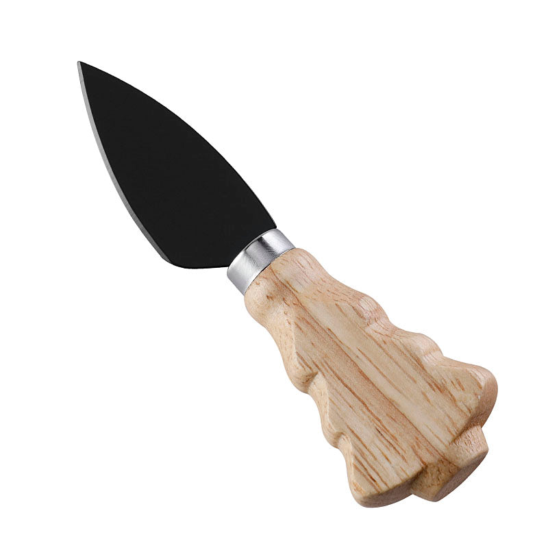 Christmas Tree Hard Cheese Knife with Rubberwood Handle