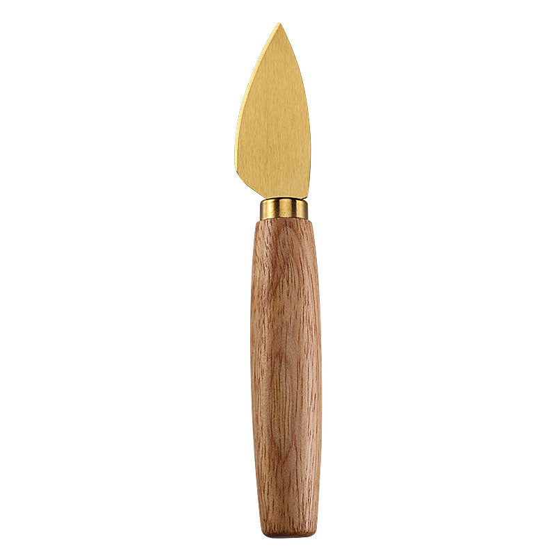 Pointed Hard Cheese Knife with Brushed Stainless Steel Blade & Rubberwood Handle