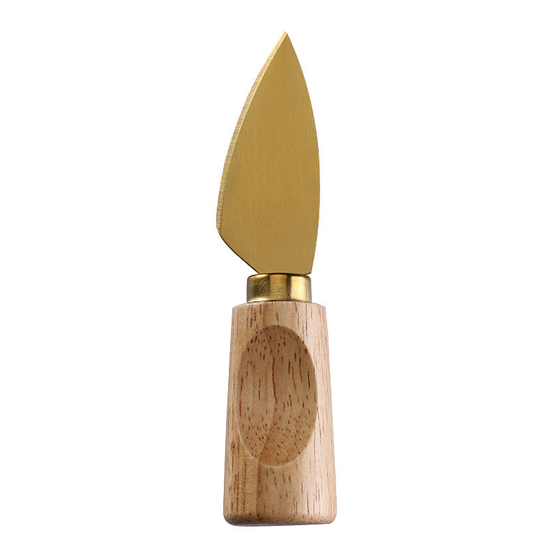 Parmesan Cheese Knife with Stainless Steel Blade & Single-Groove Square Rubberwood Handle
