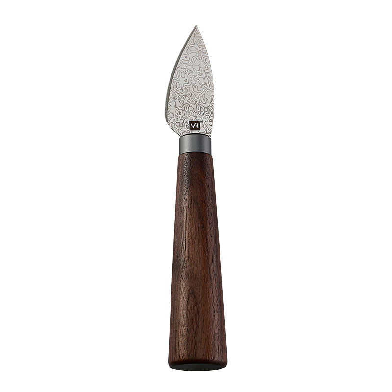 Damascus Steel Pointed Cheese Knife with Walnut Wood Handle
