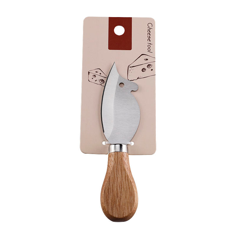 Mouse-Shaped Cheese Knife with Rubberwood Handle