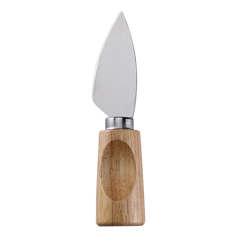 Parmesan Cheese Knife with Stainless Steel Blade & Single-Groove Square Rubberwood Handle