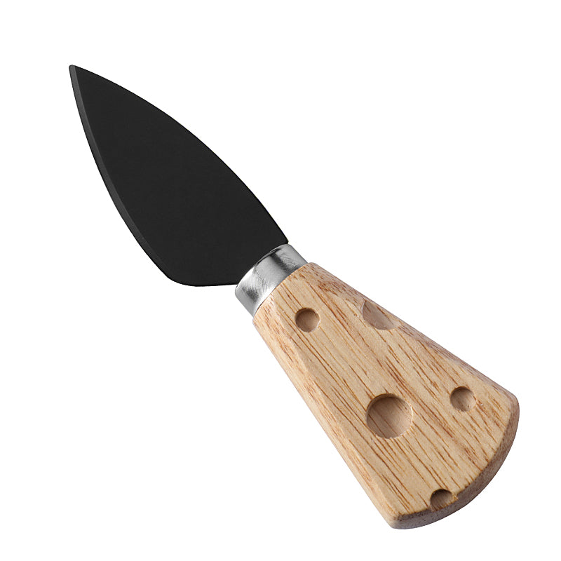 Pointed Hard Cheese Knife with Cheese-Shaped Holey Rubberwood Handle