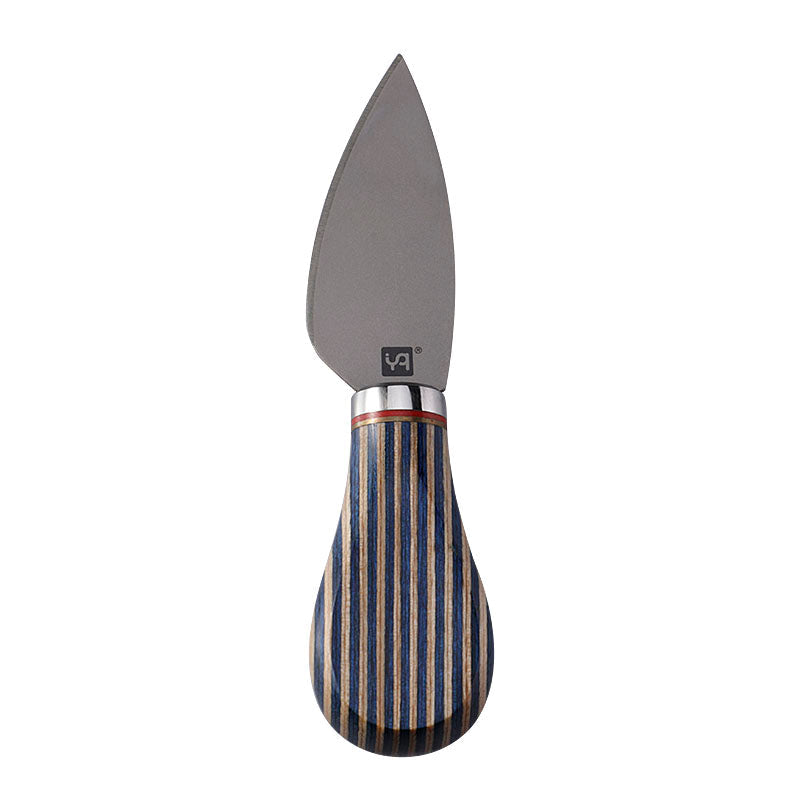 CO1>Titanium Hard Cheese Knife with Blue Colorwood Handle