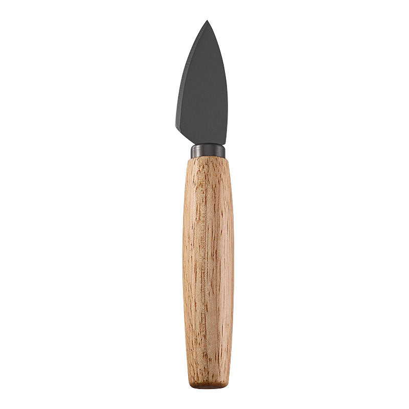 Pointed Hard Cheese Knife with Black Titanium-Coated Blade & Rubberwood Handle