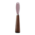 Multi-Slot Double-Sided Serrated Soft Cheese Knife with Hanging Hole, Pink Coated Blade & Walnut Handle