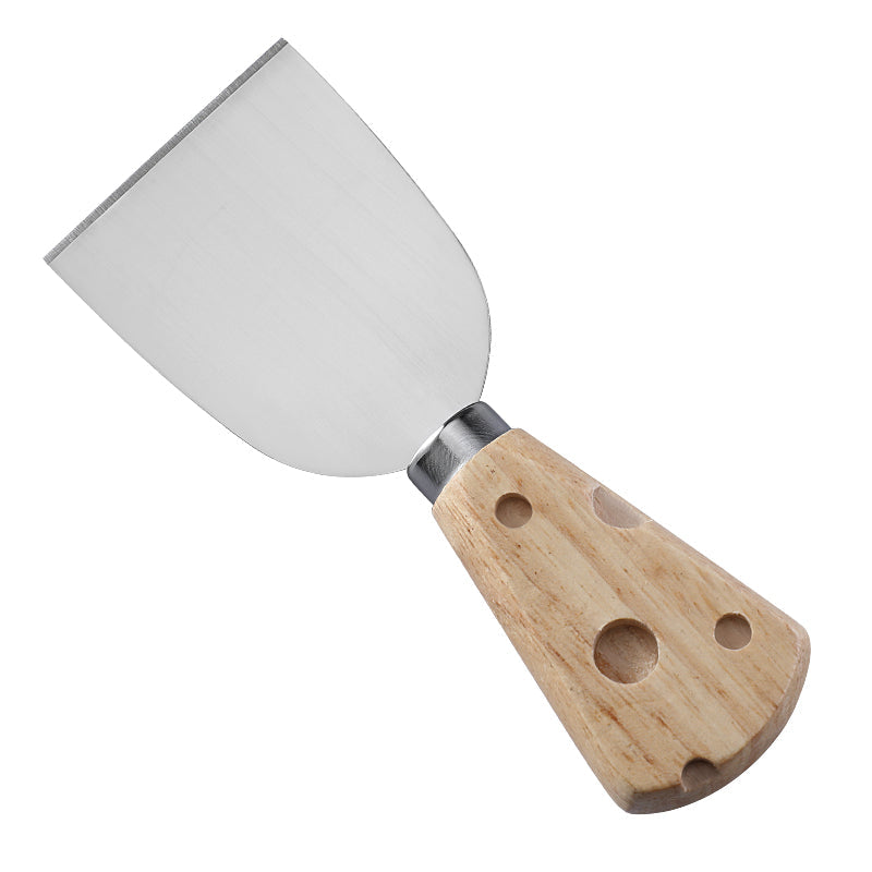Cheese Cleaver with Cheese-Shaped Holey Rubberwood Handle