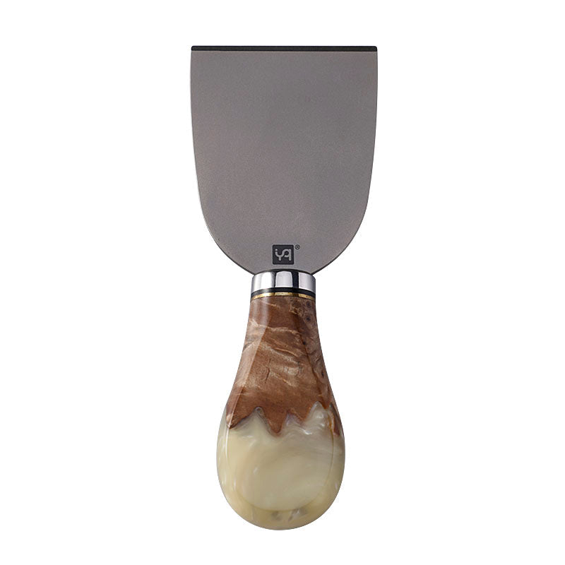 Titanium Hard Cheese Knife with Burl Wood & Resin Handle