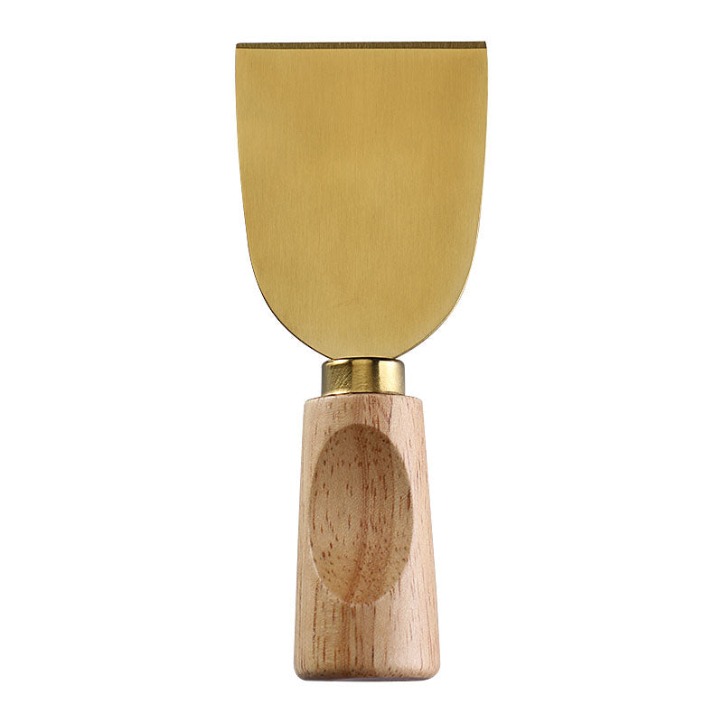 Wide-Blade Cheese Cleaver with Stainless Steel Blade & Single-Groove Square Rubberwood Handle