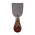 Titanium Cheese Cleaver with Burl Wood & Red Resin Handle