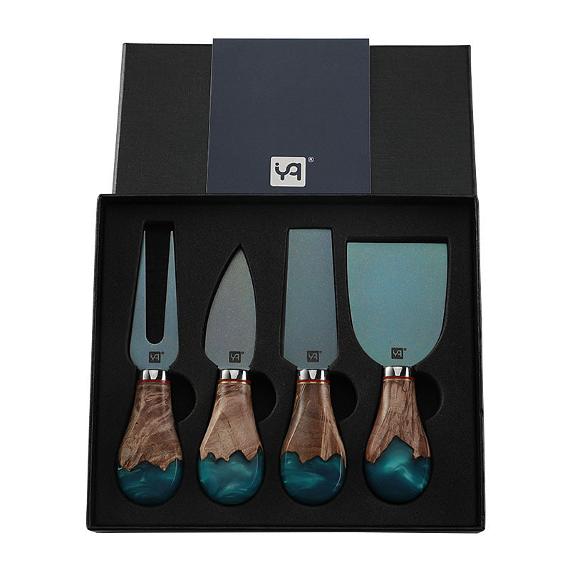 4-Piece Cheese Knife Set | Shadow Wood & Titanium