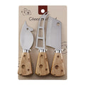 3-Piece Cheese Knife Set | Cheese-Shaped Rubberwood Handle