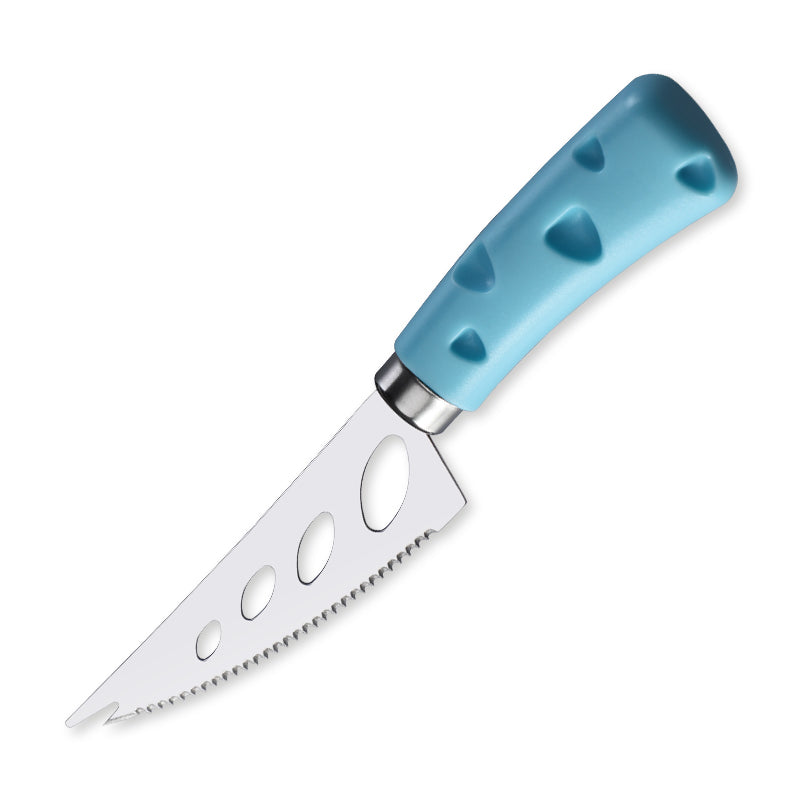 Serrated Soft Cheese Knife with Heart-Cutout Blue PP Handle