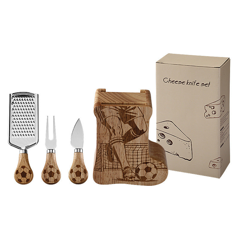 Football-Themed Cheese Knife Set with Grater