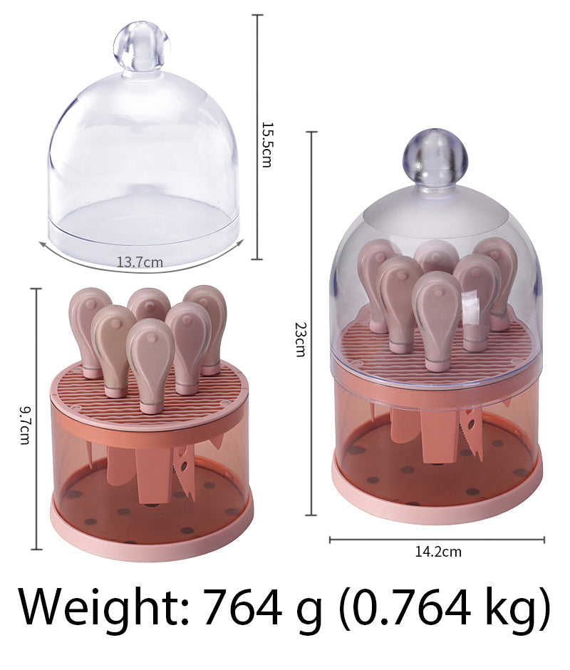 6-Piece Cheese Knife Set with Transparent Dome Stand