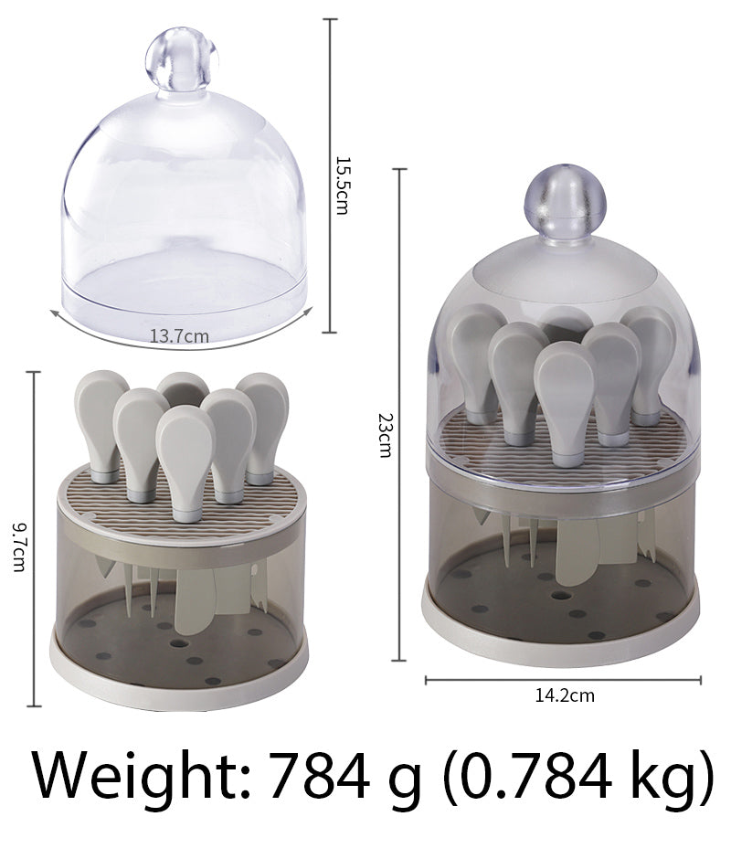 6-Piece Cheese Knife Set with Clear Dome Stand