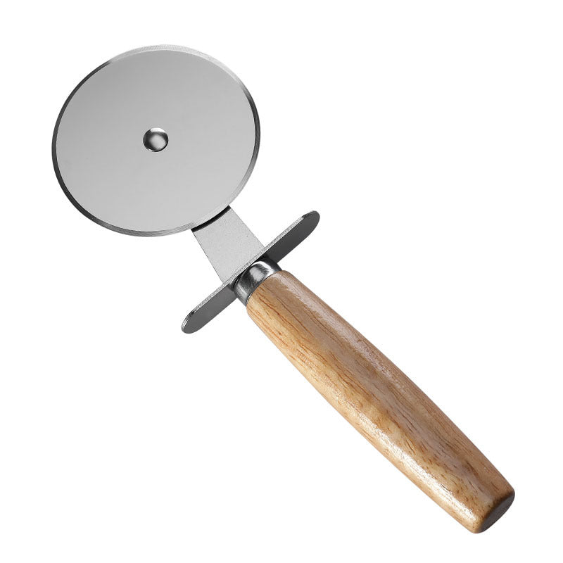 Pizza Knife & Wheel Cutter Set with Rubber Wood Handle
