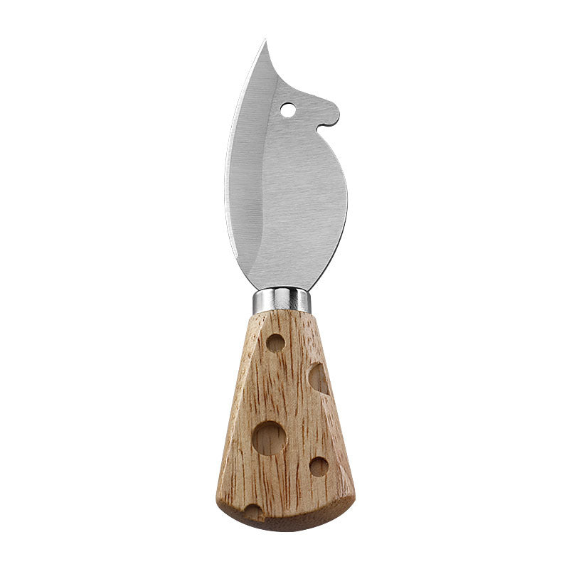 3-Piece Cheese Knife Set | Cheese-Shaped Rubberwood Handle