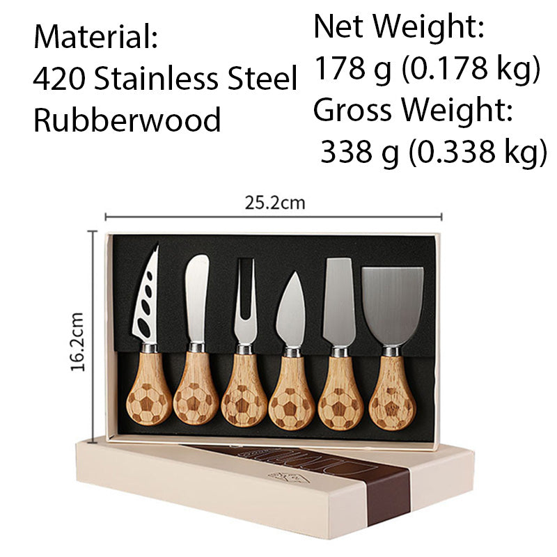 Football Handle Cheese Knife Set | Gift Box