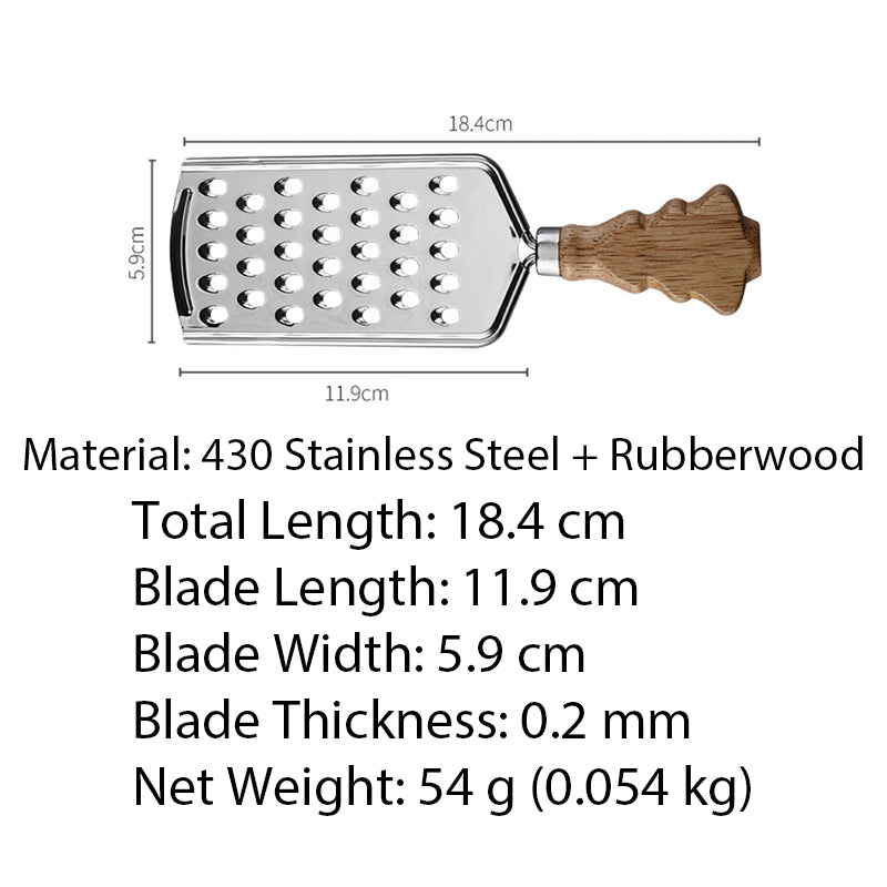 Stainless Steel Cheese Grater with Rubberwood Handle