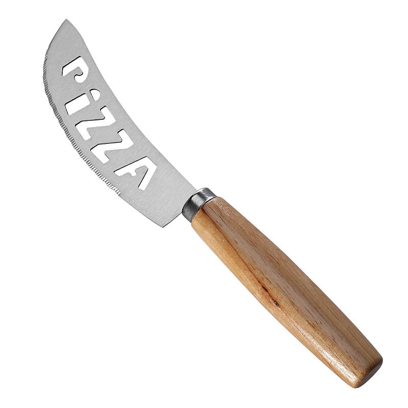 Pizza Knife & Wheel Cutter Set with Rubber Wood Handle