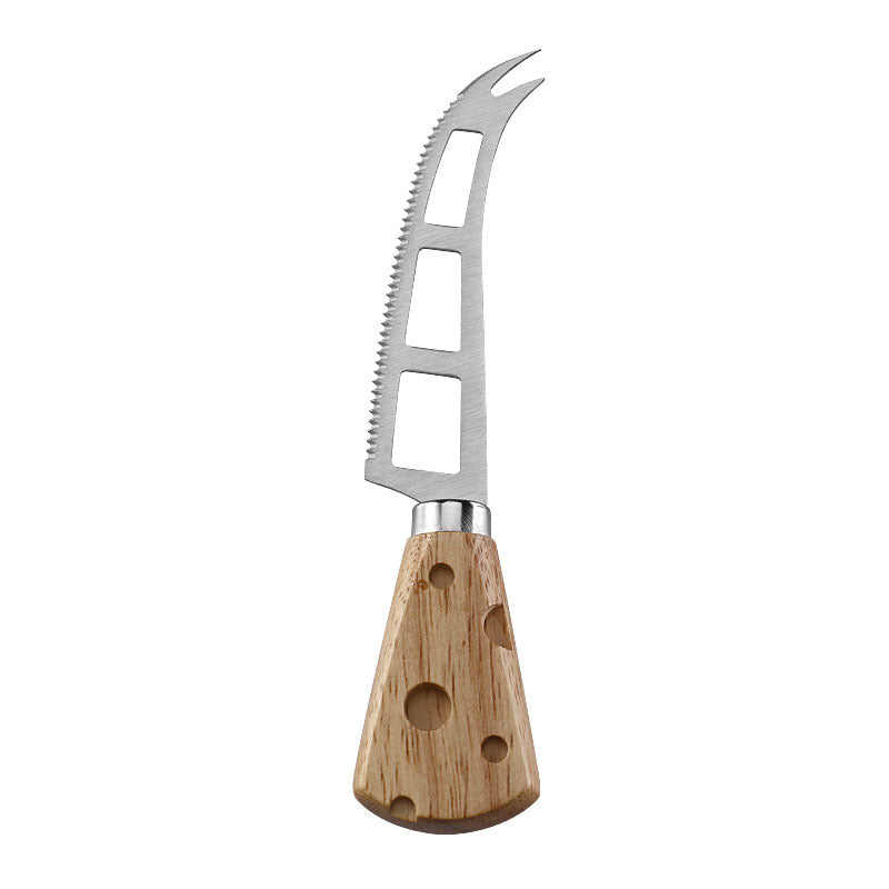 3-Piece Cheese Knife Set | Cheese-Shaped Rubberwood Handle