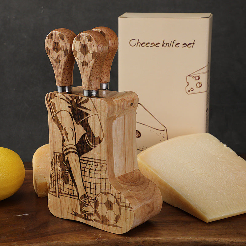 Football-Themed Cheese Knife Set with Grater