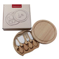 Cheese Knife Set with Round Wooden Storage Box | Gift Box