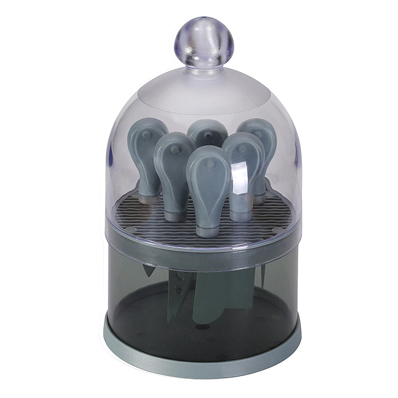 6-Piece Cheese Knife Set with Transparent Dome Stand