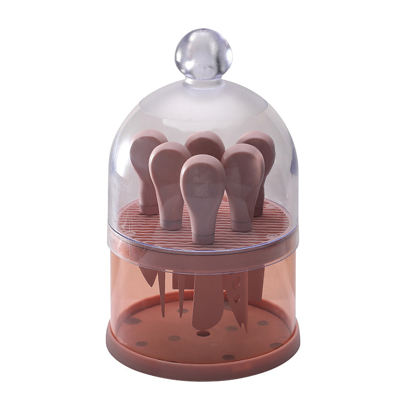 6-Piece Cheese Knife Set with Clear Dome Stand