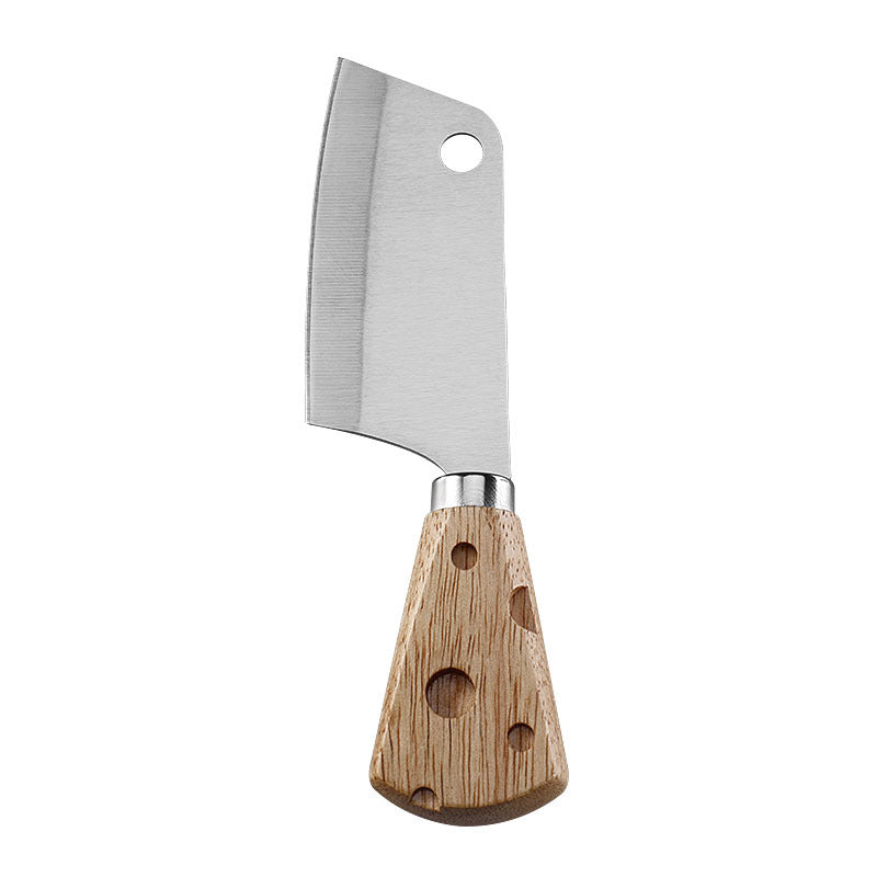 3-Piece Cheese Knife Set | Cheese-Shaped Rubberwood Handle