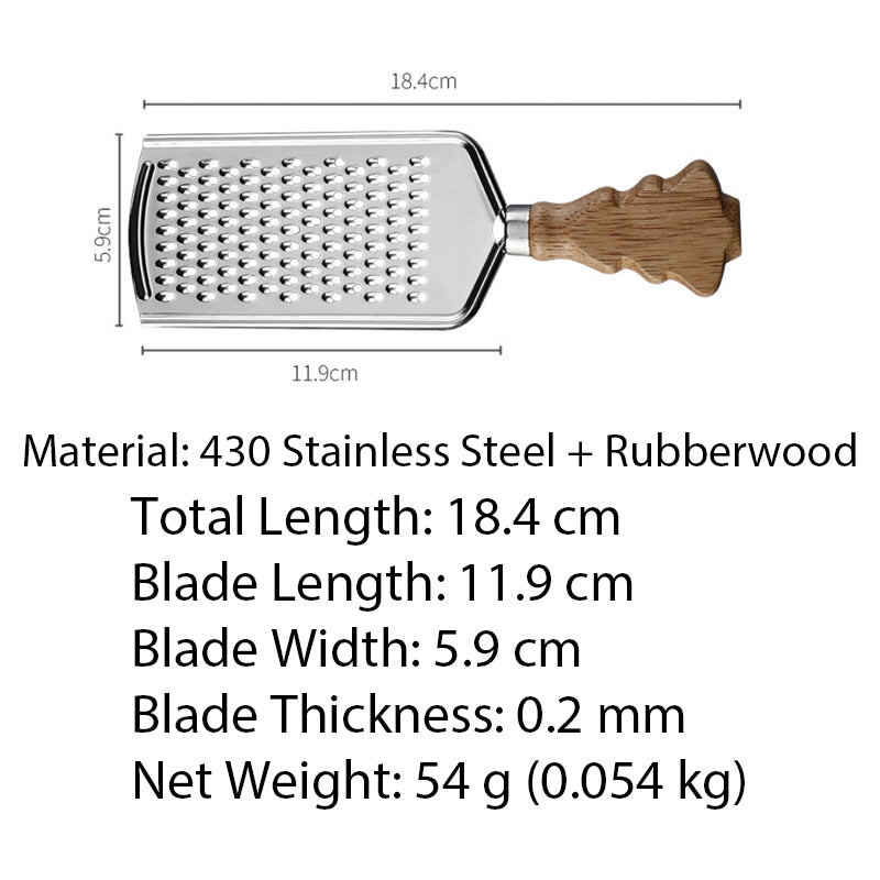 Stainless Steel Cheese Grater with Rubberwood Handle