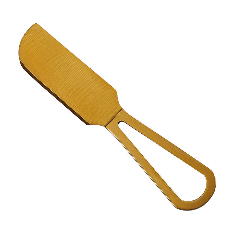 Full-Tang Wide-Blade Serrated Cheese Knife, Brushed Stainless Steel, Open-Loop Handle