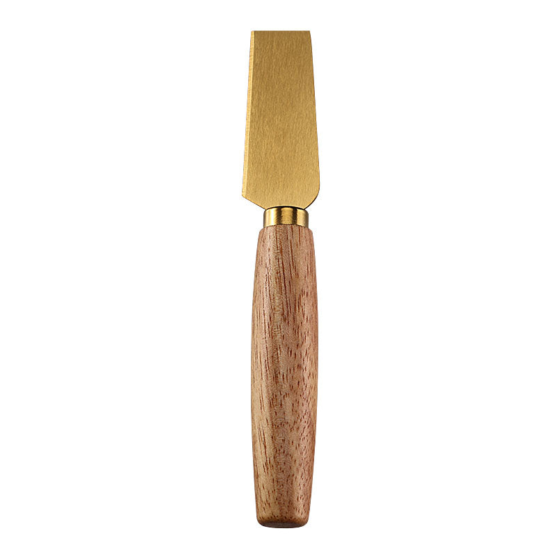 Wide Hard Cheese Knife with Brushed Stainless Steel Blade & Rubberwood Handle