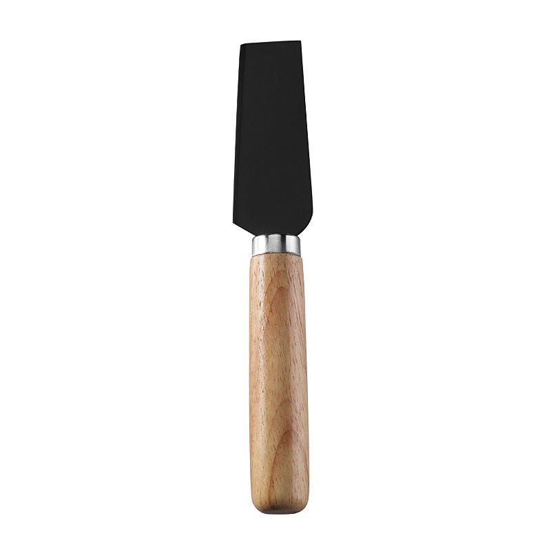 Wide-Blade Hard Cheese Knife with Stainless Steel Blade & Round Rubberwood Handle