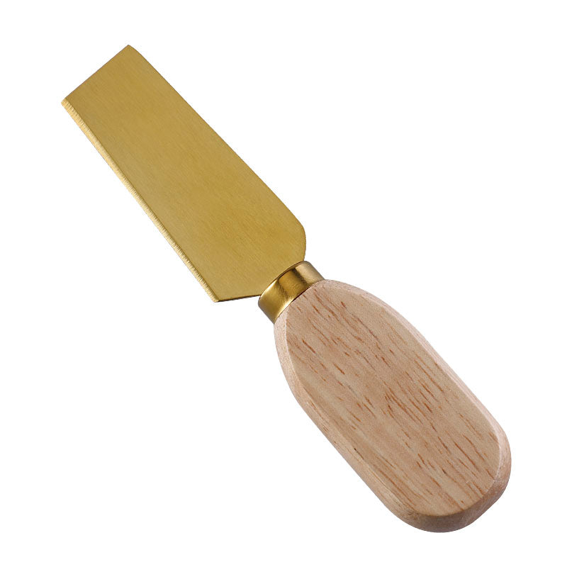Rectangular-Blade Cheese Cleaver with Stainless Steel Blade & Flat Oval Rubberwood Handle