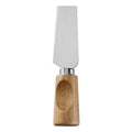 RU9S4>Angled Wide-Blade Cheese Knife with Stainless Steel Blade & Single-Groove Square Rubberwood Handle