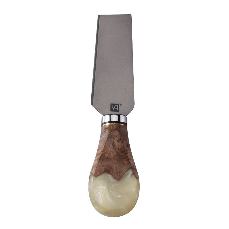 Titanium Hard Cheese Knife with Burl Wood & Resin Handle