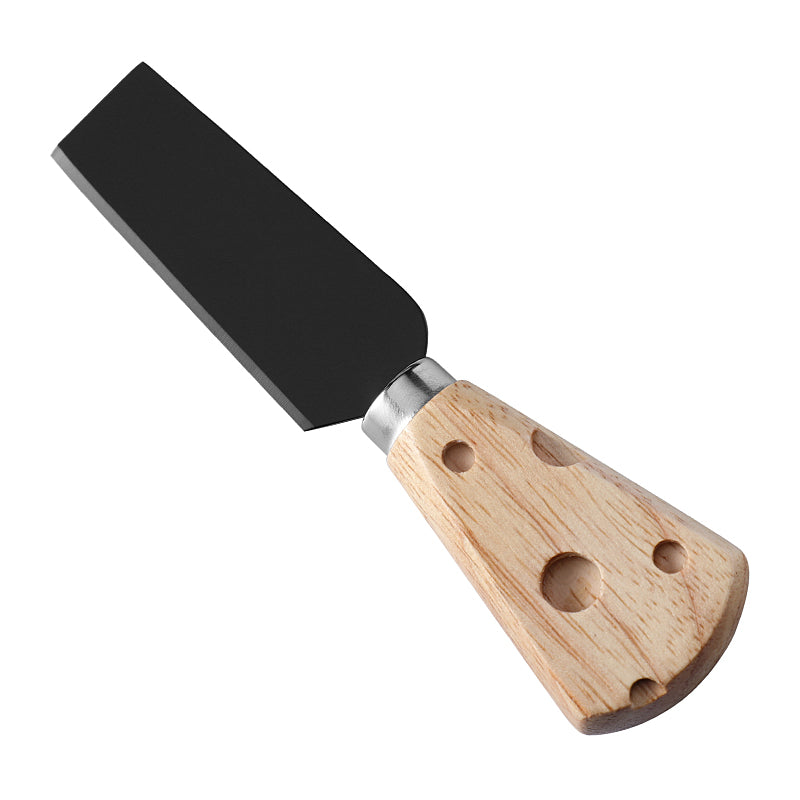 Rectangular Hard Cheese Knife with Cheese-Shaped Holey Rubberwood Handle