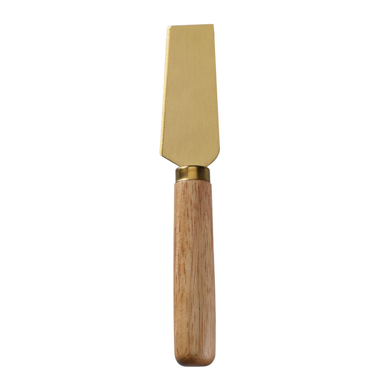 Wide-Blade Hard Cheese Knife with Stainless Steel Blade & Round Rubberwood Handle