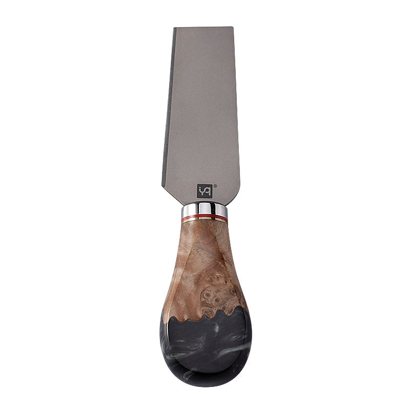 Titanium All-Purpose Cheese Knife with Burl Wood & Black Resin Handle