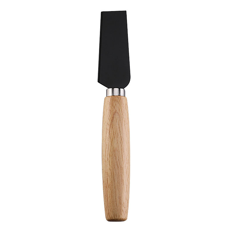 Wide Hard Cheese Knife with Brushed Stainless Steel Blade & Rubberwood Handle