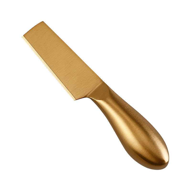 Full-Tang Square-Blade Cheese Cleaver, Brushed Stainless Steel, Hollow Teardrop Handle