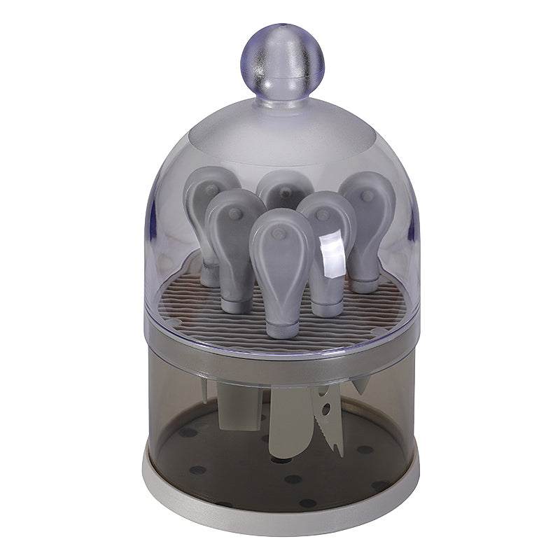6-Piece Cheese Knife Set with Transparent Dome Stand