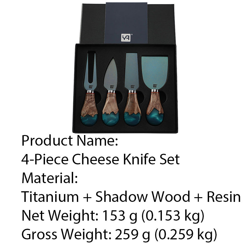 4-Piece Cheese Knife Set | Shadow Wood & Titanium
