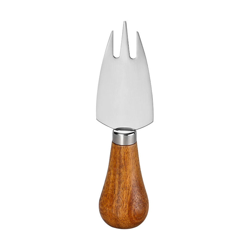 Three-Prong Cheese Fork with Acacia Wood Bulb Handle