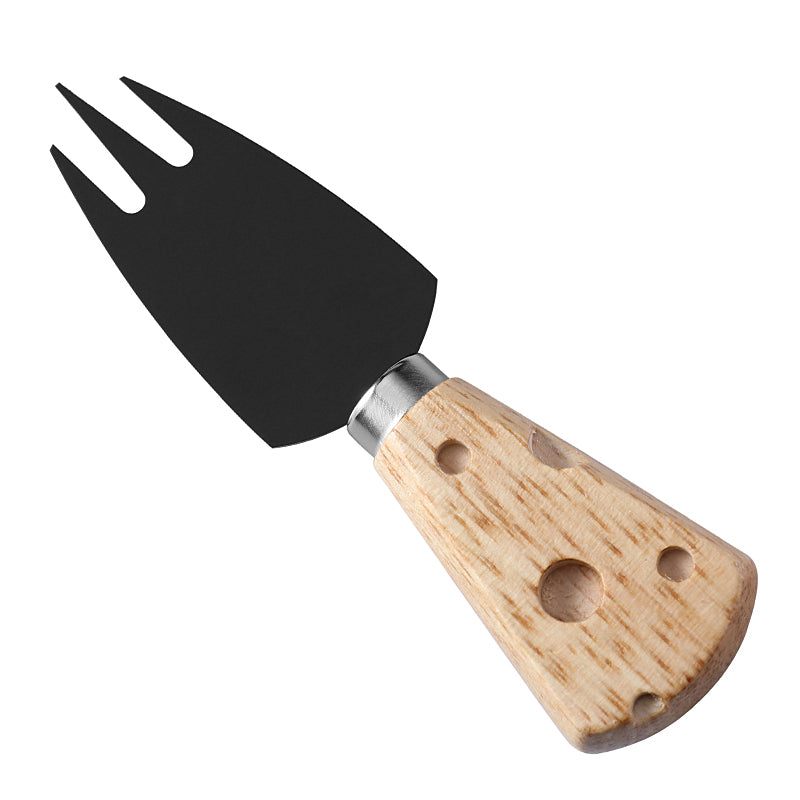 Three-Prong Cheese Fork with Cheese-Shaped Holey Rubberwood Handle