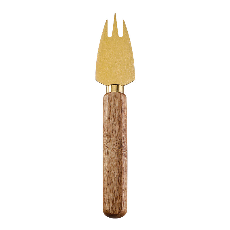 Three-Prong Cheese Fork with Stainless Steel Tines & Acacia Flat Handle