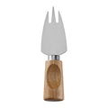 Three-Prong Triangular Cheese Fork with Stainless Steel Tines & Single-Groove Square Rubberwood Handle